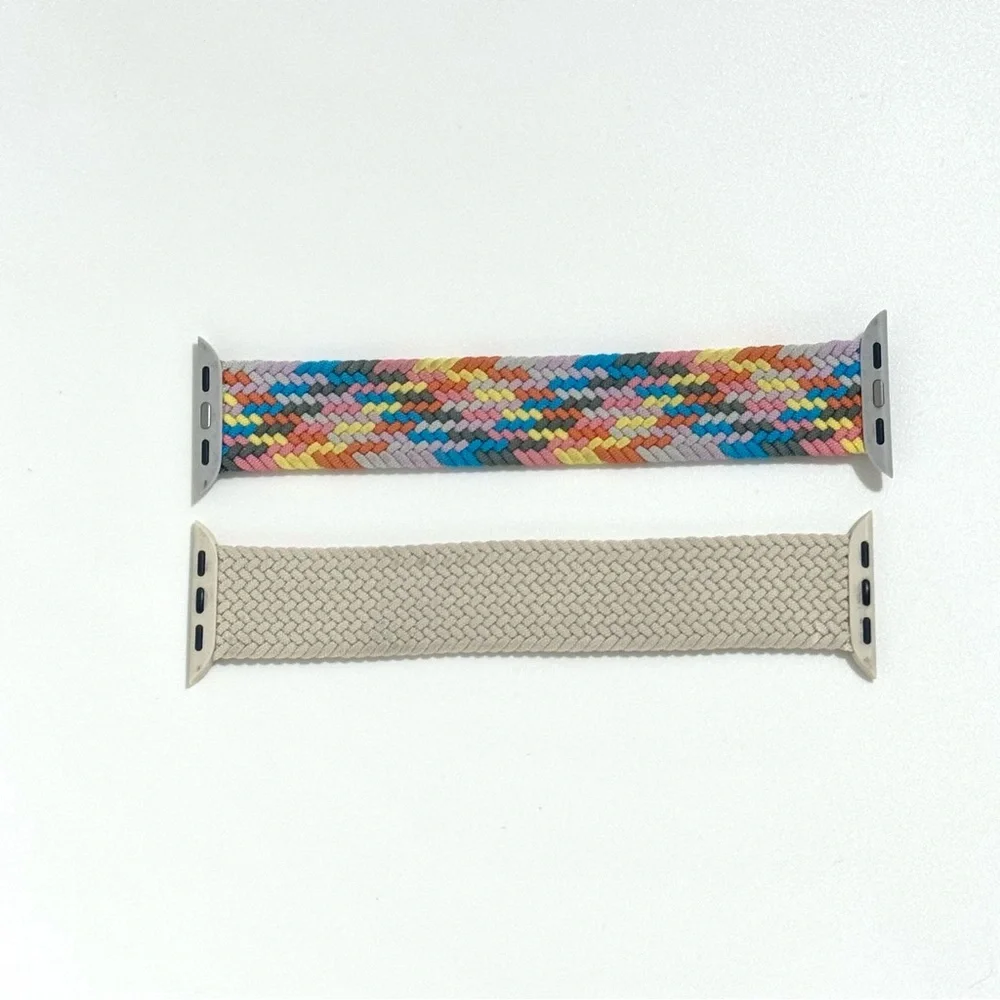 3/$20 Apple Watch Band Set Braided Elastic Strap 2pcs Multicolor & Beige